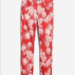 7 For All Mankind Reddish-Orange Sateen Printed Skinny Pant